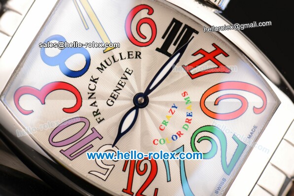 Franck Muller Color Dreams Automatic Steel Case with Colored Arabic Numerals and White Dial - Click Image to Close